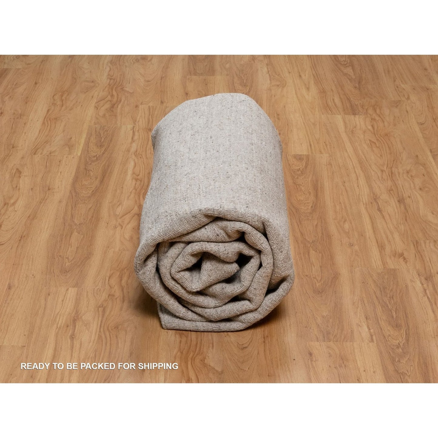 8'1"X10' Tan Brown Hand Loomed Vertical Stripes Design Natural Wool Rug