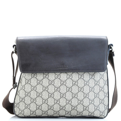 Gucci Flap Messenger Bag Gg Coated Canvas With Leather Medium