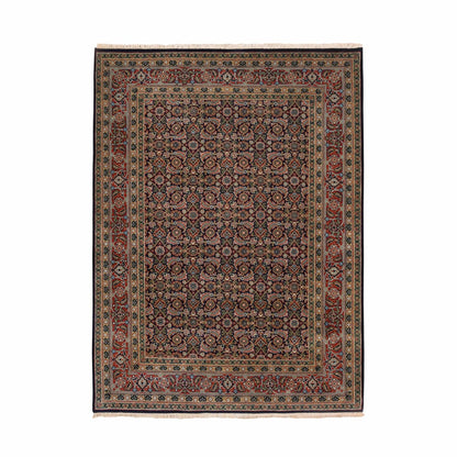 5'1"X7'1" Midnight Blue All Over Herrita Design Hand Knotted Wool Rug
