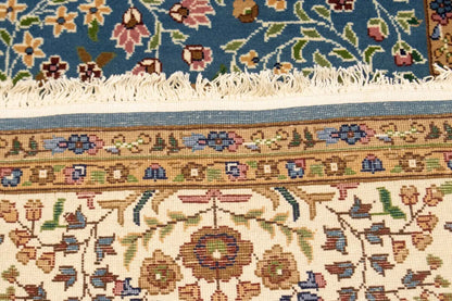 6X8 ft Hand-Knotted Teal Blue Kirman Oriental Rug