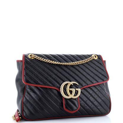 Gucci Gg Marmont Flap Bag Diagonal Quilted Leather Large