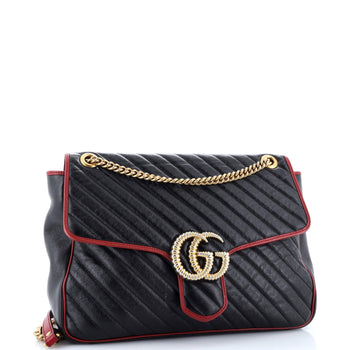 Gucci Gg Marmont Flap Bag Diagonal Quilted Leather Large