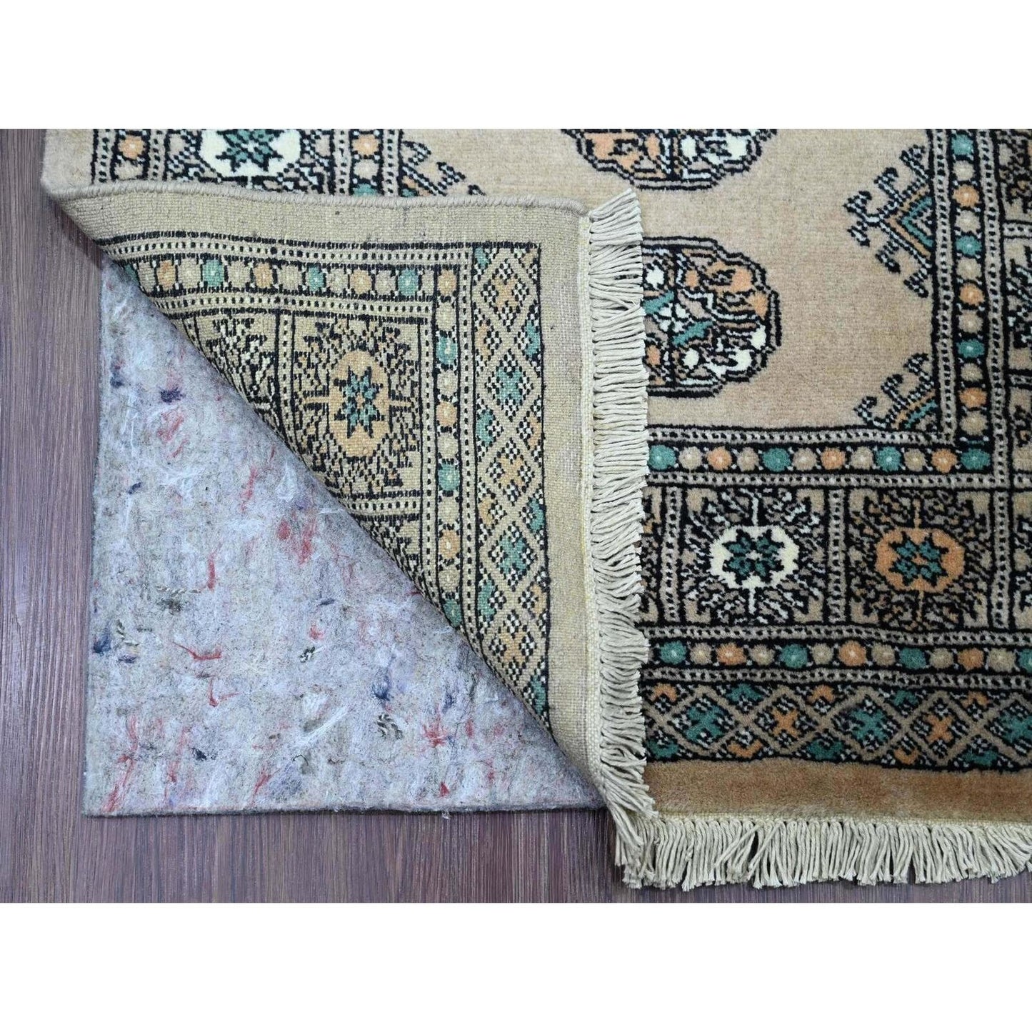 2'6"X16'2" White Mori Bokara Geometric Motif Wool Hand Knotted Runner Rug