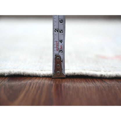 2'9"X10'2" Blue Angora Oushak Leaf Design Hand Knotted Wool Runner Rug