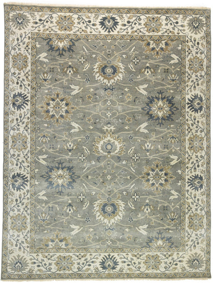 Handmade Peshawar Rug Taupe Floral Osh Chobi