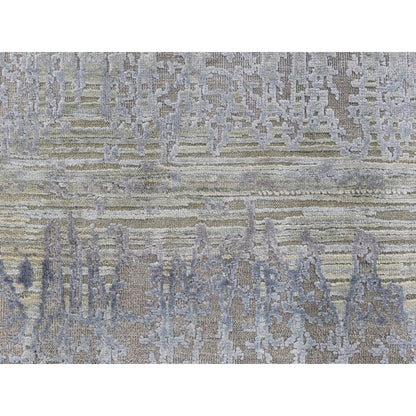 9'X12'5" Pink Cardiac Design Textured Wool And Pure Silk Hand Knotted Rug