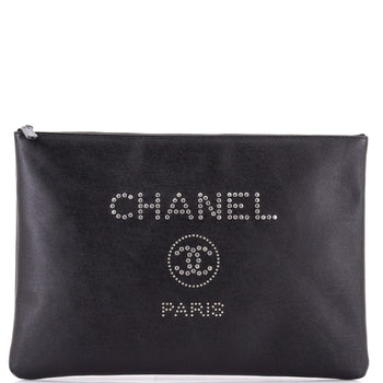 Chanel Deauville Pouch Studded Caviar Large
