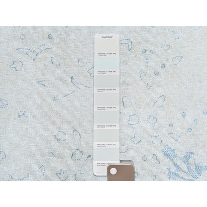 7'2"X10' Blue Old Farsian Hand Knotted Wool Shabby Chic Distressed Rug