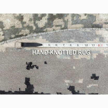 8'3"X8'3" Abstract Design Wool & Silk Hi-Low Pile Hand Knotted Round Rug