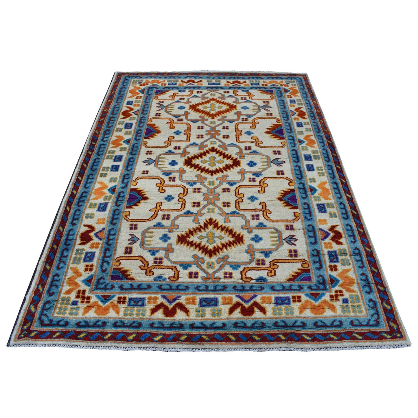 5'8"X7'8" Hand Made Tribal Design Pure Wool Colorful Afghan Village Rug