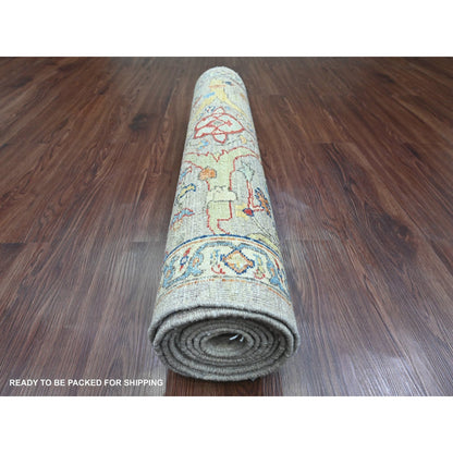 3'X9'8" Gray Bijar Garus Design Hand Knotted All Wool Runner Oriental Rug