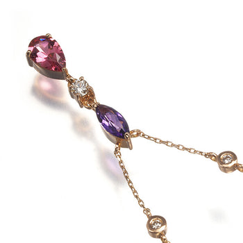 Rugiada Necklace Pink Tourmaline Amethyst Diamond 18K 750 Rose Gold