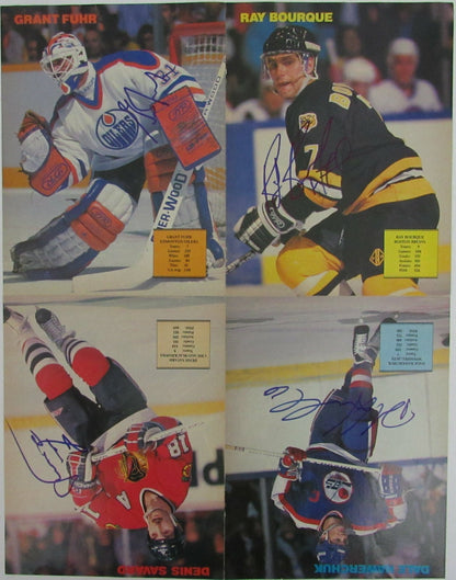 Gretzky, Lemieux + 4 Hofers  Multi-Signed Poster  Insert (Signed By 6) Beckett