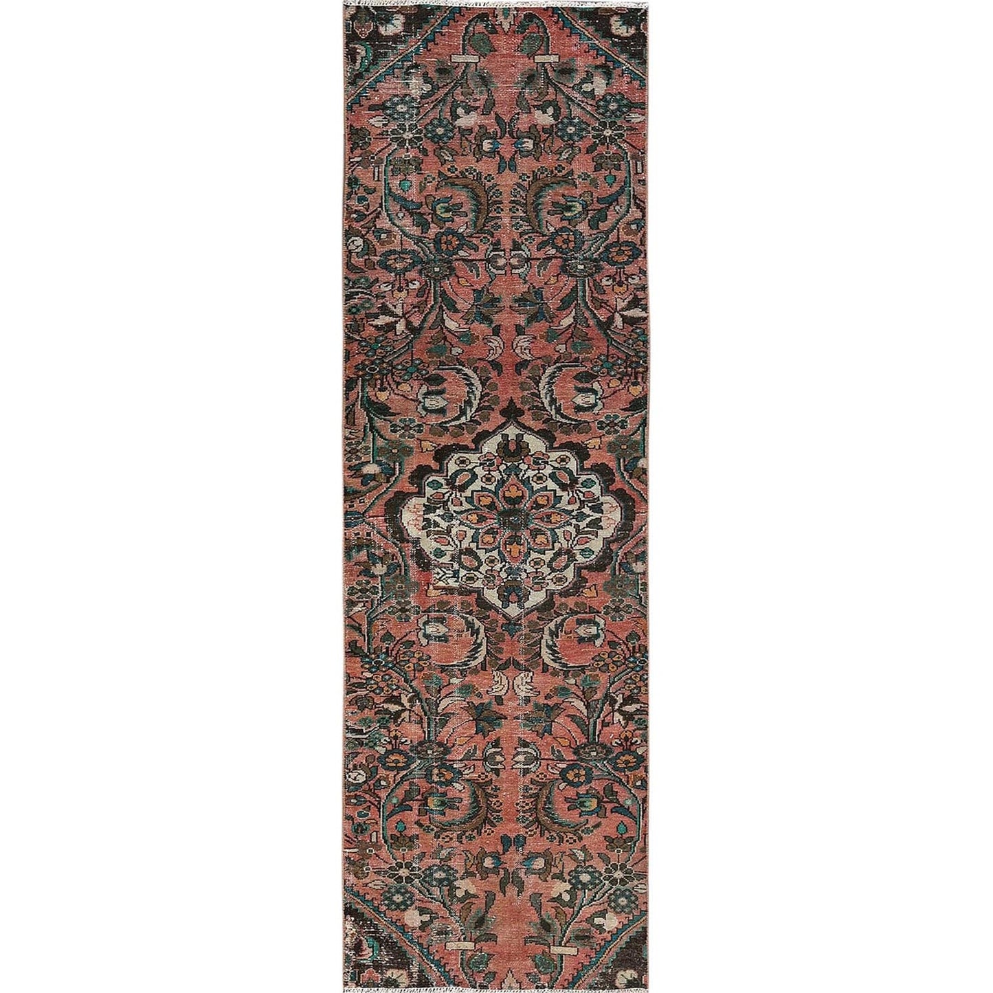 2'8"X8'3" Red Vintage Zoroastrian Hand Knotted Pure Wool Runner Clean Rug