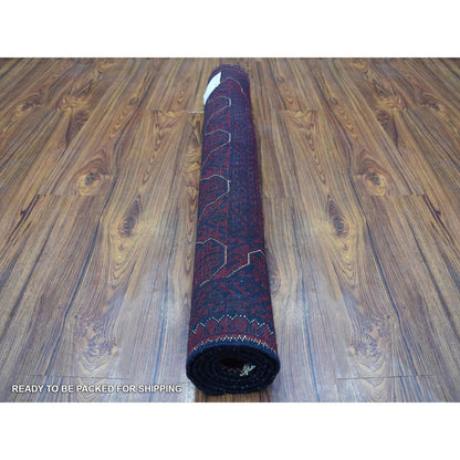 3'3"X4'8" Geometric Design Afghan Khamyab Wool Hand Knotted Oriental Rug