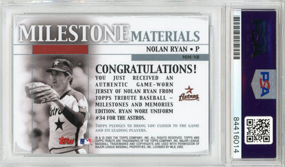Nolan Ryan Autographed 2002 Topps Tribute Jersey Card (Psa Auto Gem Mint 10)