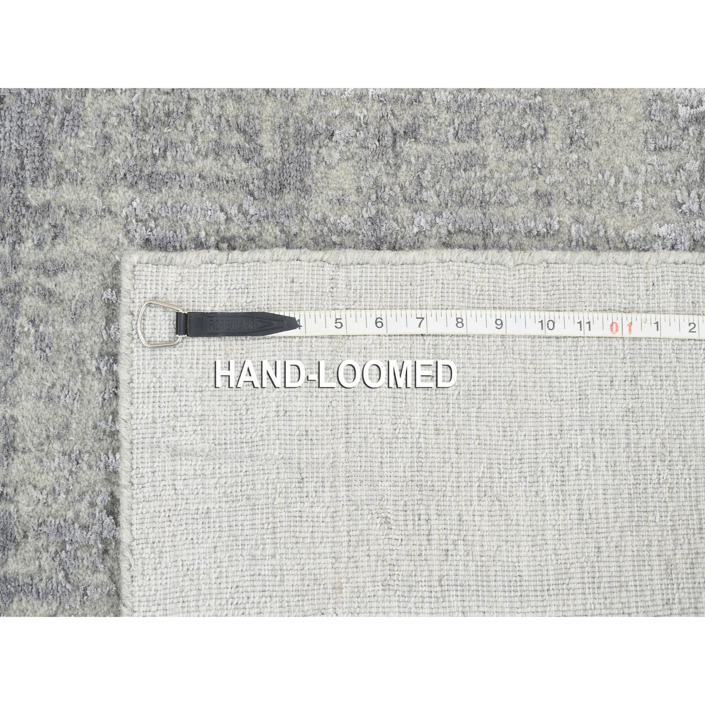 2'6"X6' Hand-Loomed Gray Fine Jacquard Modern Wool And Silk Runner Rug