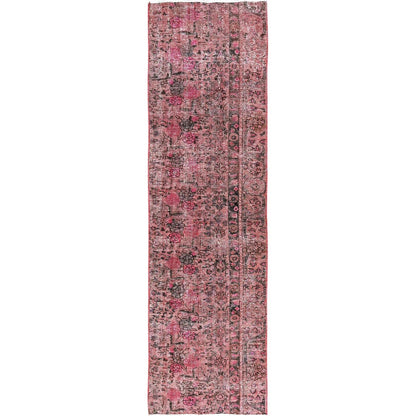 2'6"X9'3" Pink Overdyed Vintage Zoroastrian Hand Knotted Wool Runner Rug