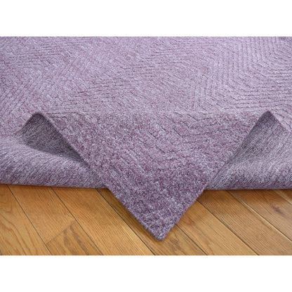 8'X10'1" Liserian Purple Hand Loomed Pure Wool Tone On Tone Oriental Rug