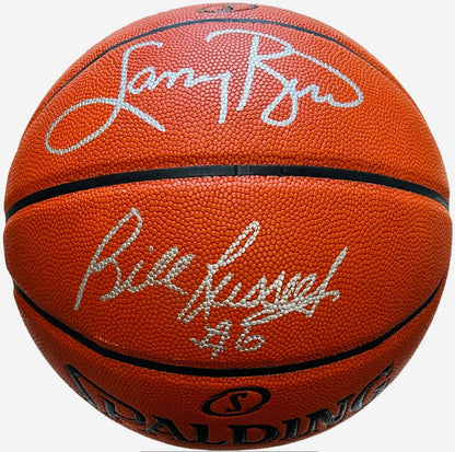 Bill Russell & Larry Bird Autographed Indoor Outdoor Basketball (PSA/ JSA)