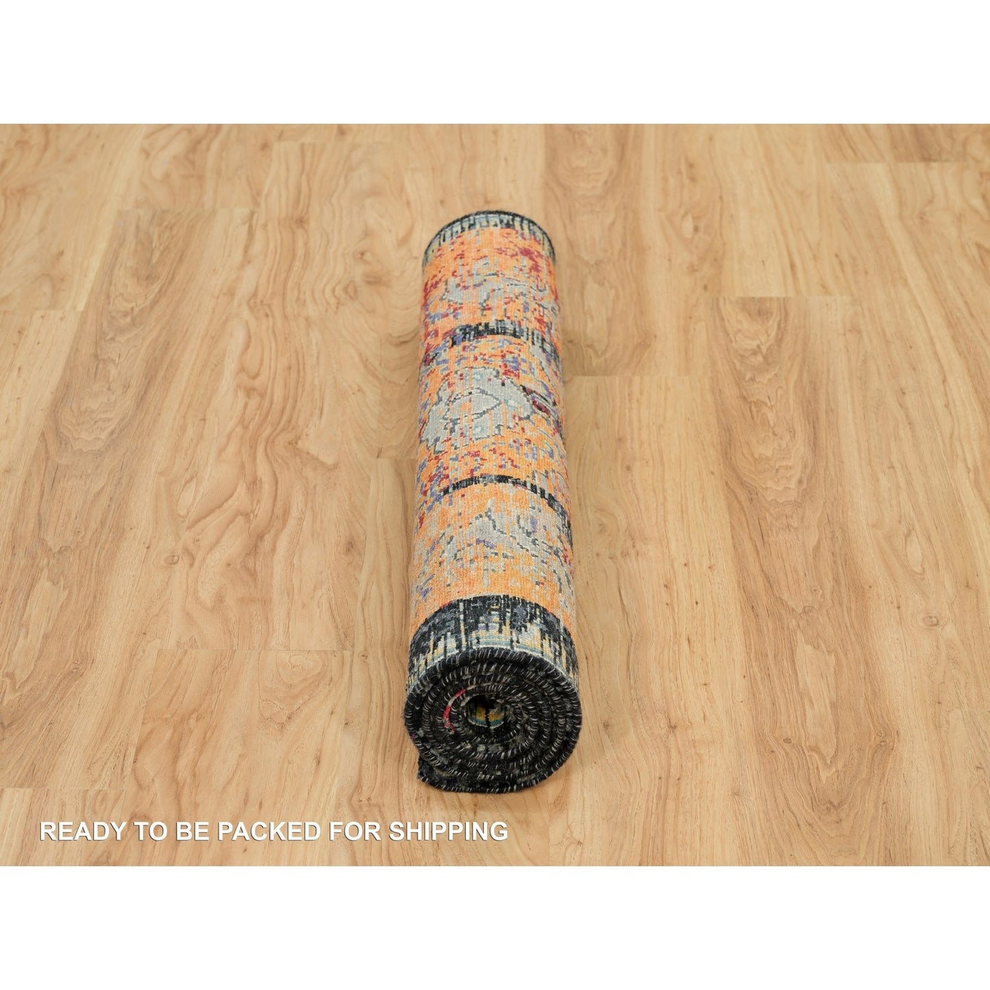 3'2"X5'1" Coral Rose Red Hand Knotted Ancient Ottoman Erased Design Rug