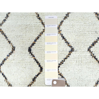 8'2"X10'5" Ivory Moroccan Berber Pure Wool Hand Knotted Oriental Rug