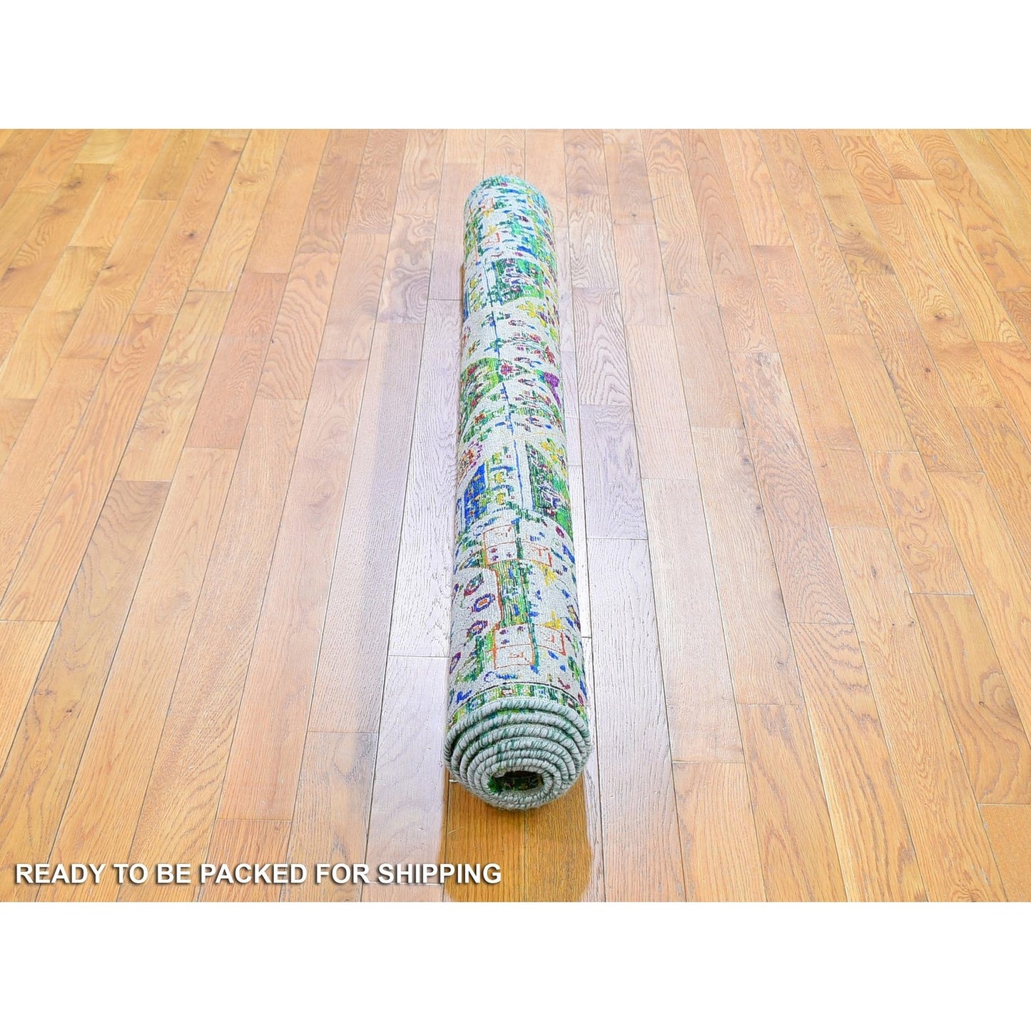 5'X7' Colorful Sari Silk Mamluk Design Hand Knotted Oriental Rug