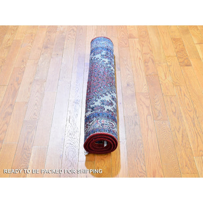 3'7"X5' Old Farsian Saroogh Good Cond Repetitive Design Hand Knotted Rug