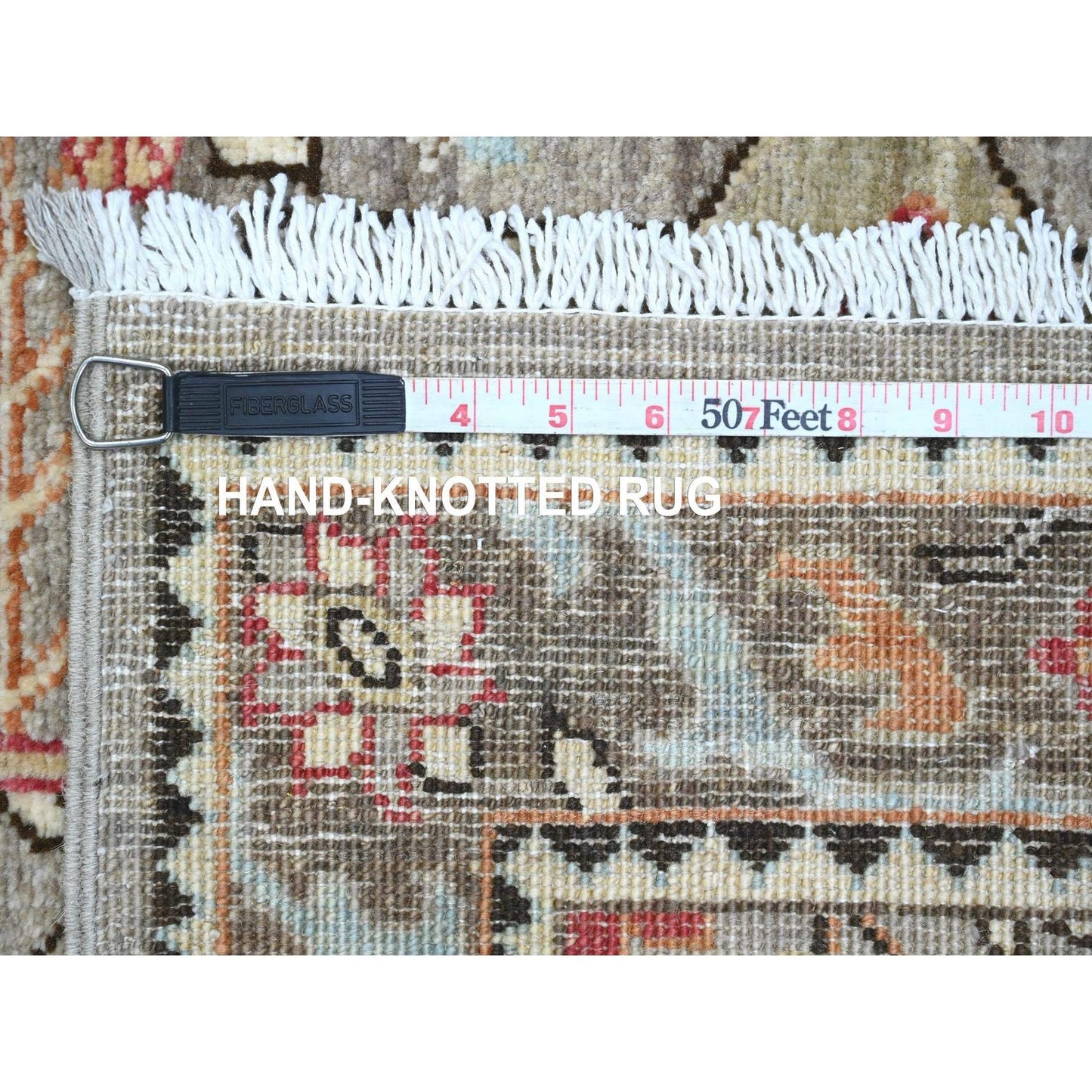 2'6"x11'5" Gray Caucasian Akstafa Design All Wool Hand Knotted Runner Rug