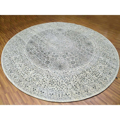 12'X12' Decorators White Hand Knotted Soft Wool Round Mamluk Dynasty Rug
