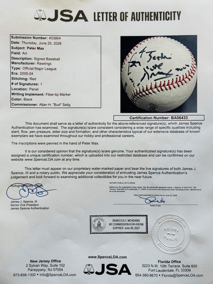 Peter Max Autographed Official Major League Baseball (JSA)