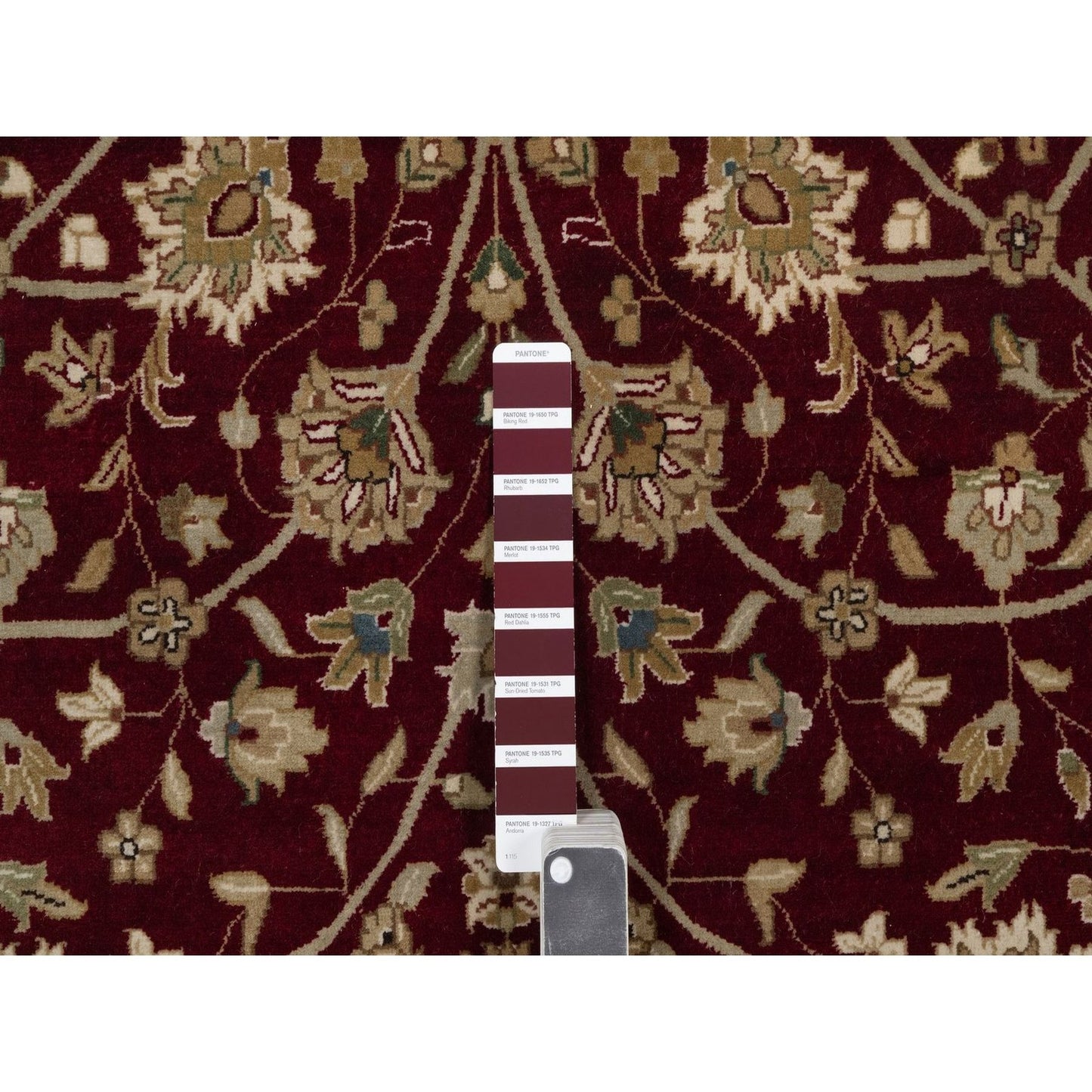 5'9"X8' Merlot Red Hand Knotted Rug Wool And Silk Indo Tebraz 300 Kpsi