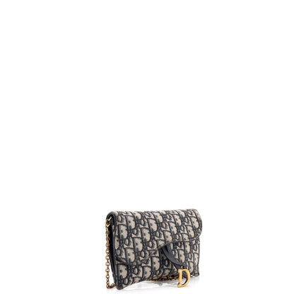Christian Dior Saddle Chain Wallet Oblique Canvas