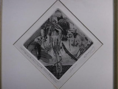Nikolai Yanakiev "For Allen Ginsbergs Verse" Etching Limited 9/9 Signed Framed