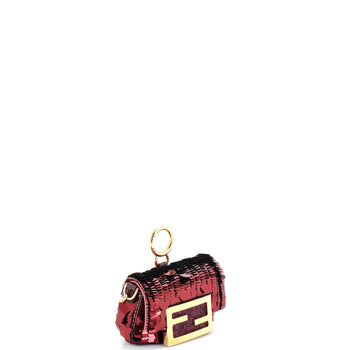 Fendi Chain Baguette Charm Bag Sequins Nano