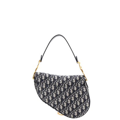 Christian Dior Saddle Handbag With Strap Oblique Canvas Medium