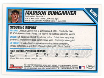 Madison Bumgarner 2007 Topps 1St Bowman #Bdpp61