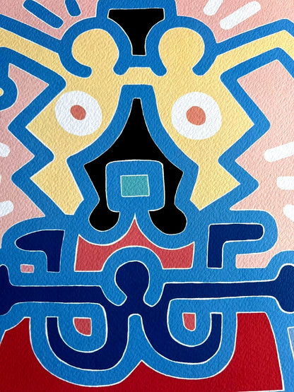 Keith Haring Lithograph From A Painting / Coa Signed In Pen / Numbered In Pencil