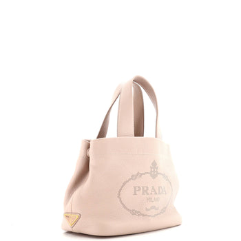 Prada Logo Tote Bag Perforated Leather Small