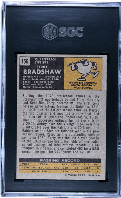 Terry Bradshaw 1971 Topps Card #156 (Sgc Nm 7)