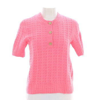 Chanel Women'S Cc Knit Short Sleeve Sweater Cashmere And Wool Blend