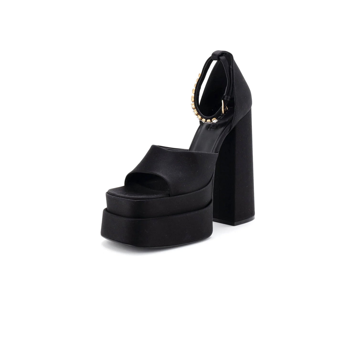 Versace Women'S Medusa Aevitas Platform Sandals Satin With Crystals