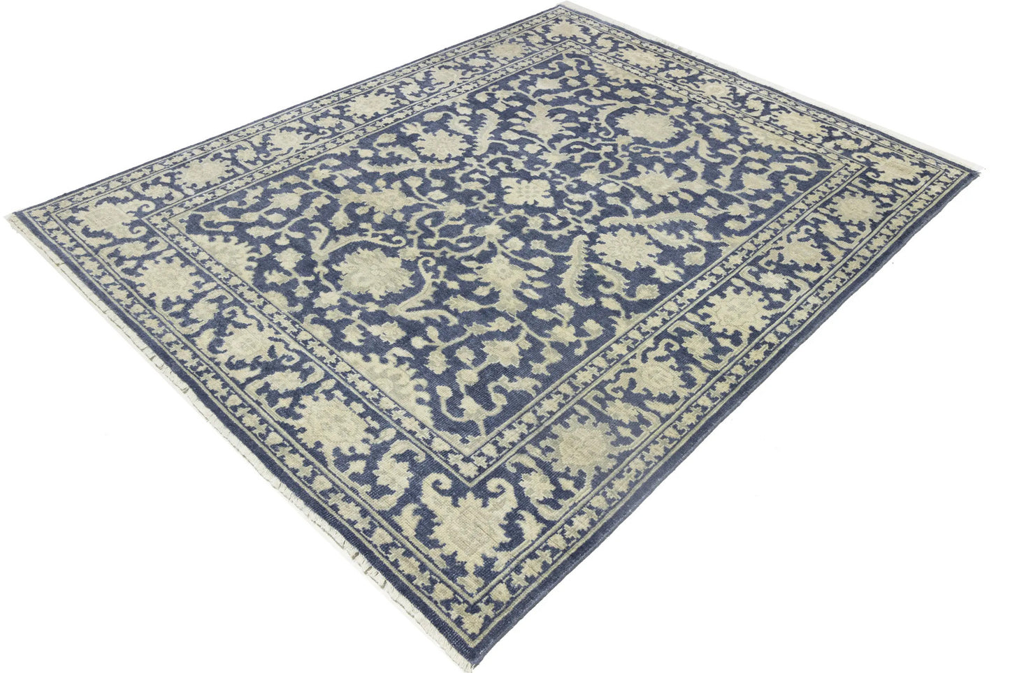Muted Slate Blue Transitional Oriental Rug Dining Room Decor Carpet 8X10 ft