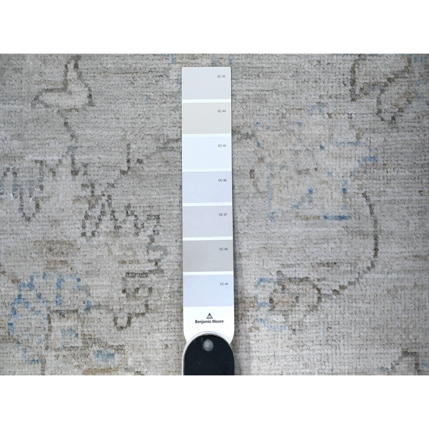 8'10"X11'10" Goose Gray Hand Knotted Pure Wool White Wash Peshawar Rug