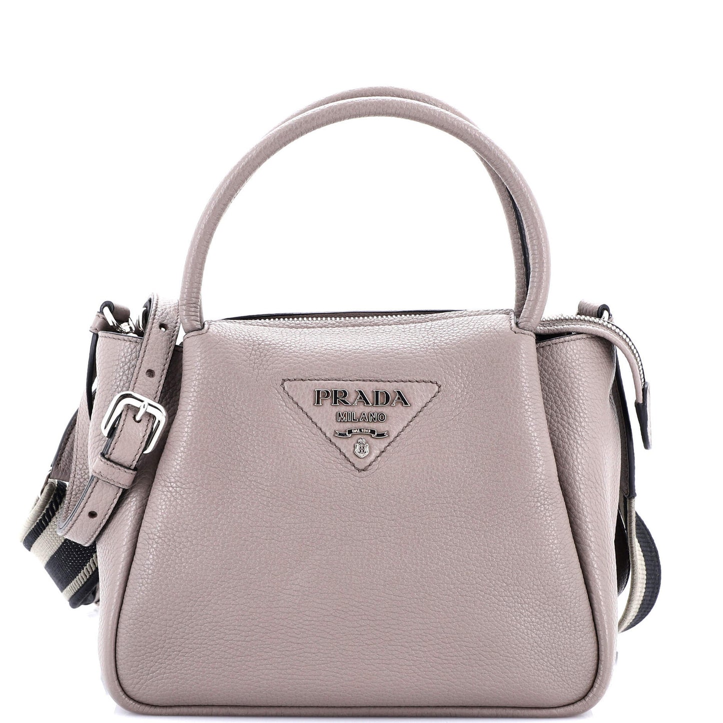 Prada Flou Zipped Top Handle Bag Vitello Daino Small