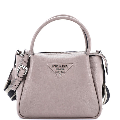 Prada Flou Zipped Top Handle Bag Vitello Daino Small