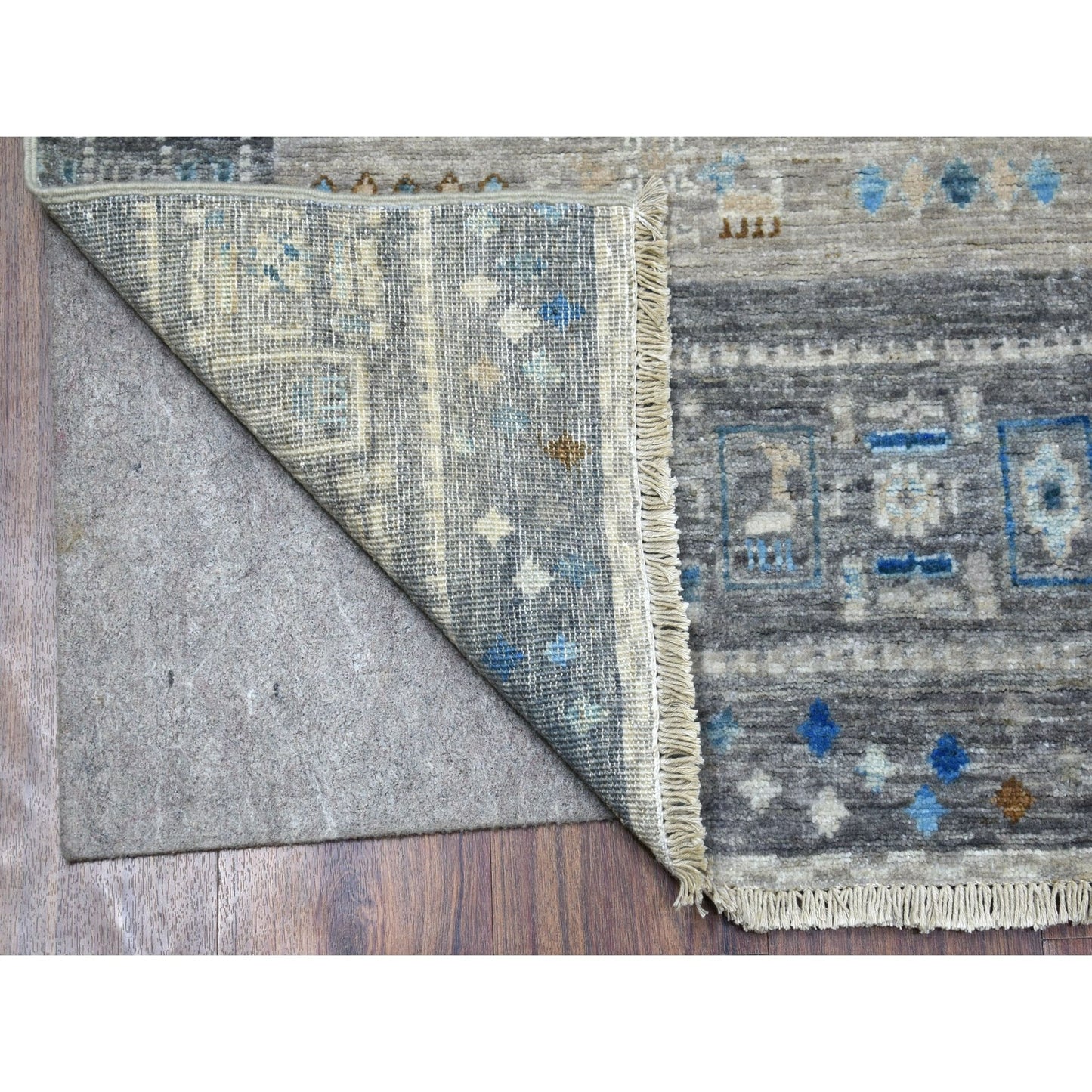 5'10"X8'10" Gray Folk Art Kashkuli Gabbeh Hand-Knotted Wool Village Rug