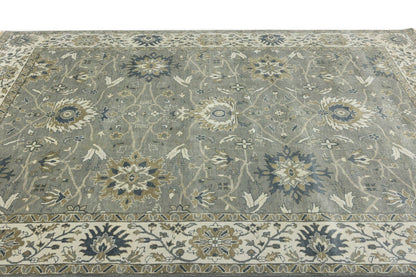 Handmade Peshawar Rug Taupe Floral Osh Chobi