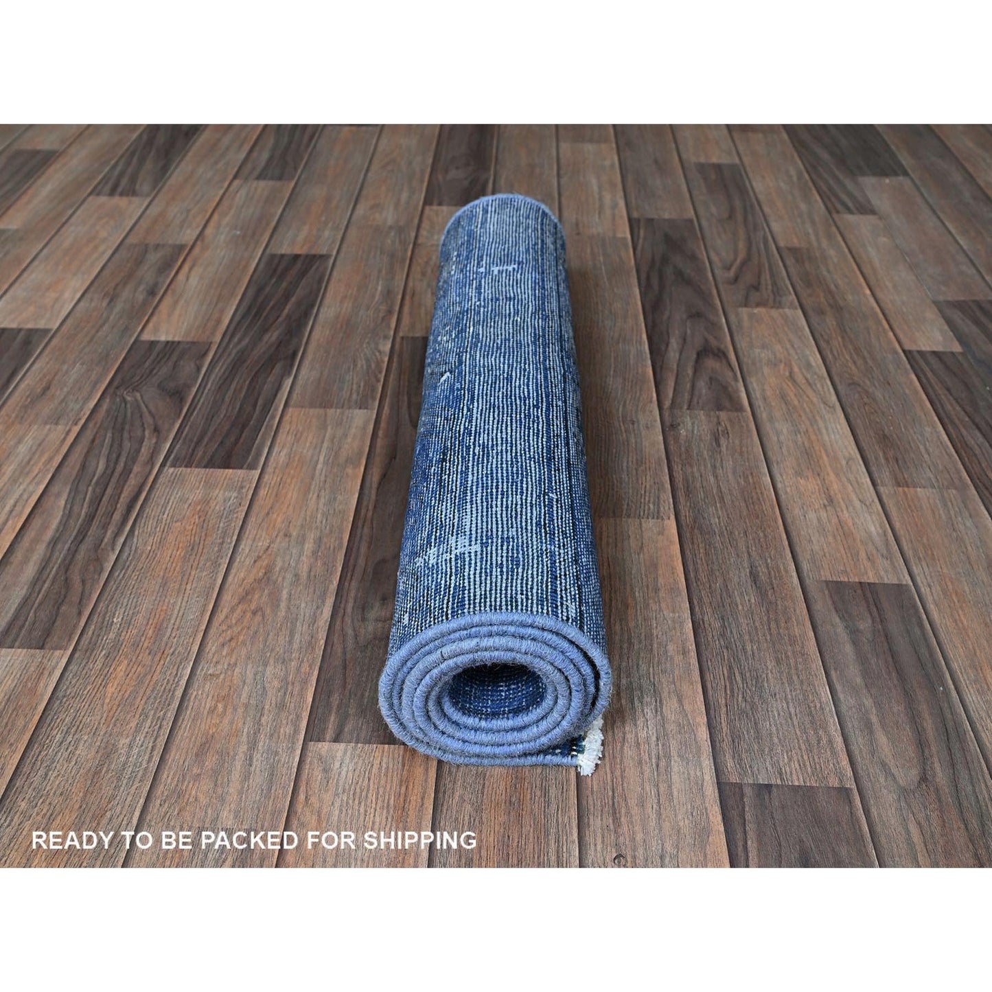 2'2"X6'2" Blue Overdyed Vintage Zoroastrian Hand Knotted Wool Runner Rug