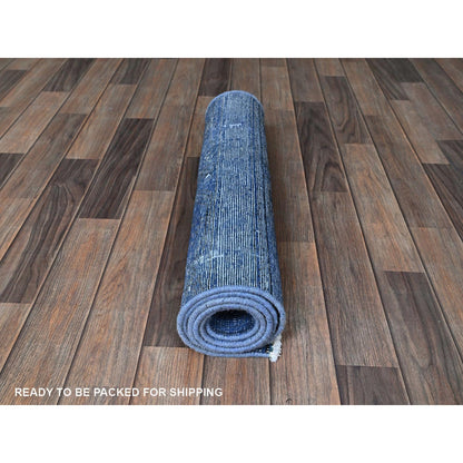 2'2"X6'2" Blue Overdyed Vintage Zoroastrian Hand Knotted Wool Runner Rug